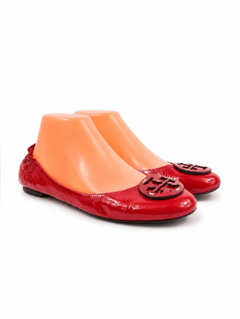 Tory Burch Reva Red Patent Leather Women's Flat Shoes Size 8.5